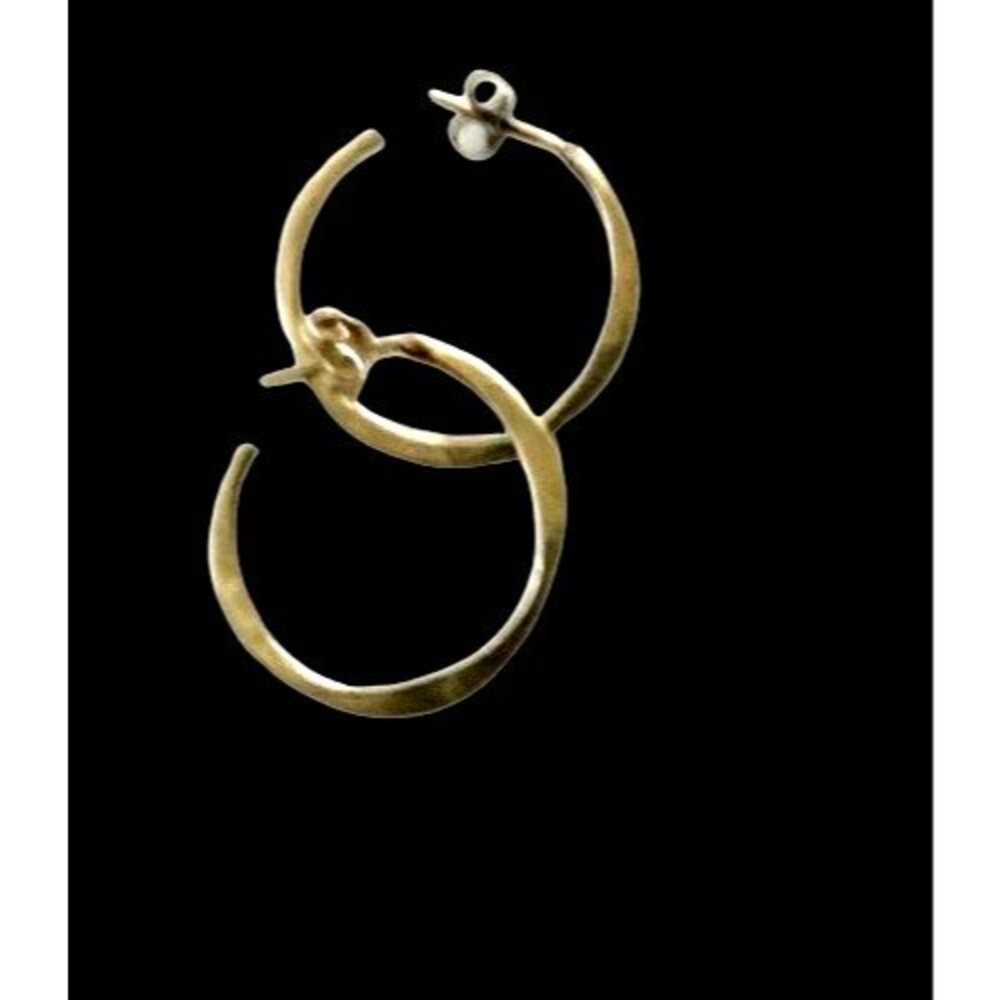Vintage Hammered Sterling Silver 1" Hoop Post Earrings 2 grams